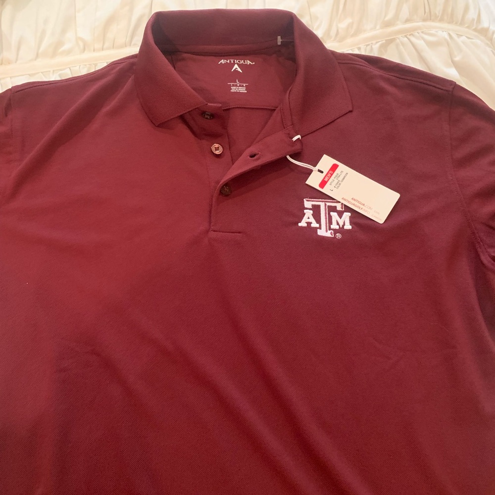 Maroon A&M short sleeve Polo with tags